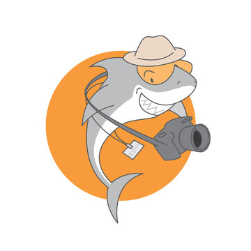 Shark photographer with a camera
