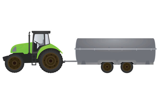 Farmer tractor with tank trailer. vector
