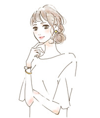 爽やかな女性のイラスト　笑顔　シンプル