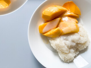 Mango with sticky rice ready to eat
