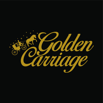 Horse carriage golden silhouette. Vector illustration