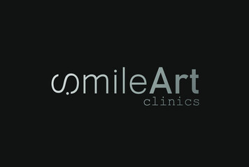 smile art clinic inscription text lettering. smile logo in infinity loop modern simple logo design