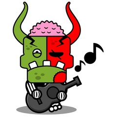 cartoon character costume vector illustration
cute zombie demon mascot playing guitar