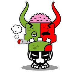 cartoon character costume vector illustration
cute zombie demon mascot smoking