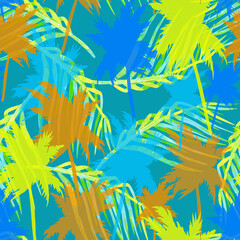 Fototapeta na wymiar Abstract expressive seamless palm pattern