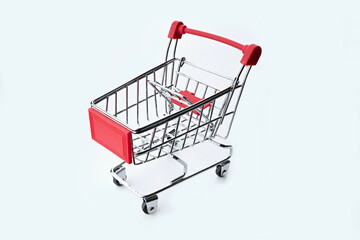 Shopping trolley cart isolated on white background. Empty Shopping Cart