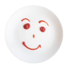 Portrait of white plate with smiley face