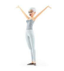 3d senior woman with very happy pose