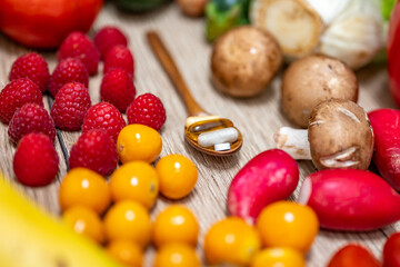 Fototapeta na wymiar Food supplements for a healty lifestyle