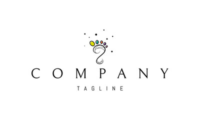 Vector logo on which an abstract image of the foot in a children's style.