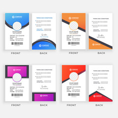 Modern and minimalist layout id card template  4 color variation office employee id card design bundle for your company