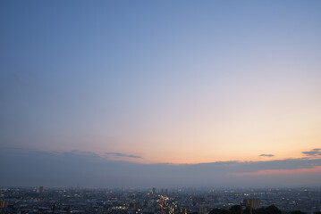 黄昏時の夕焼けの空