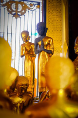 Viharn 52 Bhikkhuni, Wat Thepthidaram,temple in Bangkok.There are many golden statues of bhikkhuni.