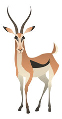 Antelope standing. Wild gazelle. Long horns animal