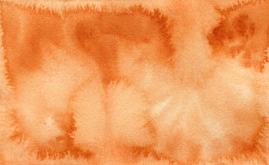 Fototapeta Bright and deep expressive orange, brown and terra cotta colour gradient watercolor texture background. Creative warm colors illustration for decoration, fruits juice concept obraz