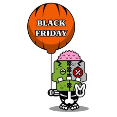 cartoon character costume vector illustration
cute zombie doll mascot holding black friday balloon