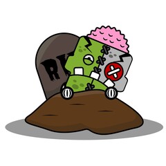 cartoon character costume vector illustration
cute zombie doll mascot coming out of the grave