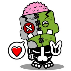 cartoon character costume vector illustration
love cute zombie doll mascot