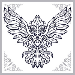 Phoenix bird zentangle arts. isolated on white background