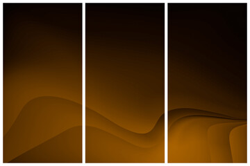 Beautiful triptych in three pieces on brown background