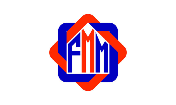 FMM three letter real estate logo with home icon logo design vector template | construction logo | housing logo | engineering logo | initial letter logo | minimalist logo | property logo |