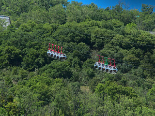 Grenoble, France - June 2022: Visit the beautiful city of Grenoble in the middle of the Alps with a view on the cable car called "les bulles"