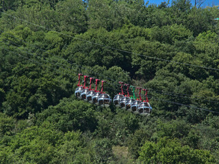 Grenoble, France - June 2022: Visit the beautiful city of Grenoble in the middle of the Alps with a view on the cable car called "les bulles"