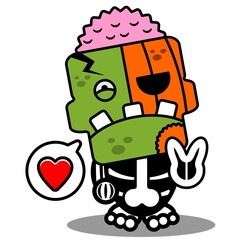 cartoon character costume vector illustration
pumpkin zombie mascot love piss