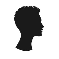 Profile of a handsome young man with a short haircut .Silhouette of a handsome male head.Default avatar profile.EPS10.