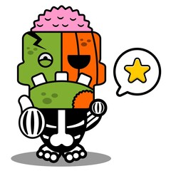 cartoon character costume vector illustration
pumpkin zombie mascot with star bubble