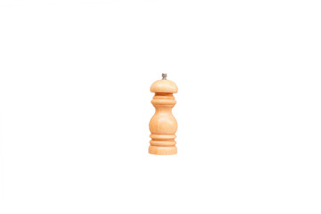 fine wooden pepper grinder on a white background