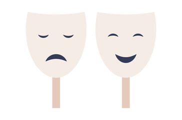 Comedy and tragedy theatre masks icon. Masquerade sign. Vector flat illustration 
