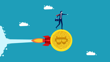  Invest in digital money. increase income or Profit investing in cryptocurrency. vector illustration
