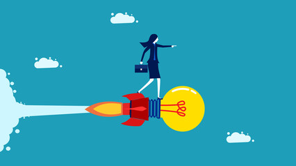 rocket light bulb. Creativity is fast on a rocket. Anticipating future business growth business concept vector