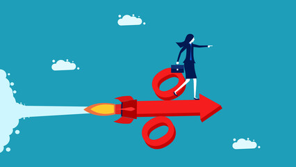 Fast interest on a rocket. Anticipate future interest or spending. business concept vector illustration