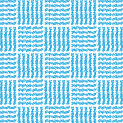 Seamless childish scribble line pattern. Blue and white unreadable handwriting scribbles