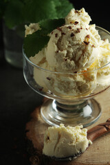 Ice cream scoops in an ice cream bowl