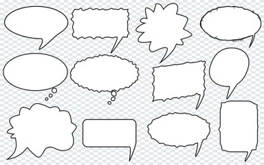 Different speech bubbles white blank cartoon shape
