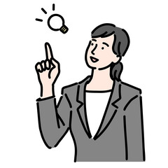 ひらめいているスーツを着た女性
