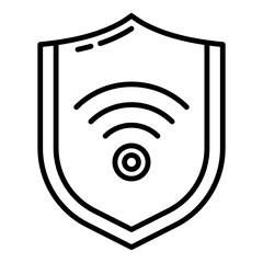 shield and internet signal icon on transparent background - obrazy, fototapety, plakaty