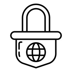 lock and internet globe icon on transparent background - obrazy, fototapety, plakaty