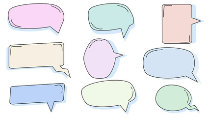 set of the blank speech bubble, conversation box, message box, frame talk, chatbox, though bubble, and speaking  balloon illustration on white background for your design