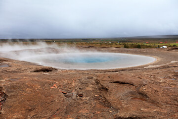 Haukadalur - the Geysirs Vallye - tourist attraction in Golden Circle of Iceland