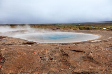Haukadalur - the Geysirs Vallye - tourist attraction in Golden Circle of Iceland