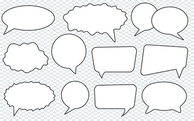 Big set of speech bubbles, Retro empty comic bubbles, Stickers, Vector