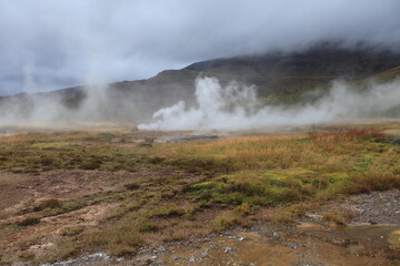 Haukadalur - the Geysirs Vallye - tourist attraction in Golden Circle of Iceland