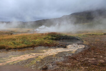Haukadalur - the Geysirs Vallye - tourist attraction in Golden Circle of Iceland