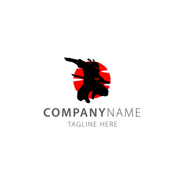 silhouette ninja assassin logo vector