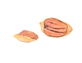 Broken pecan in shell