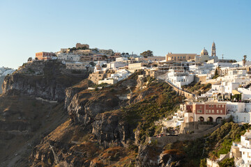 Naklejka premium Beautiful Santorini island at sunset, Greece